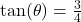 \tan(\theta) = \frac{3}{4}